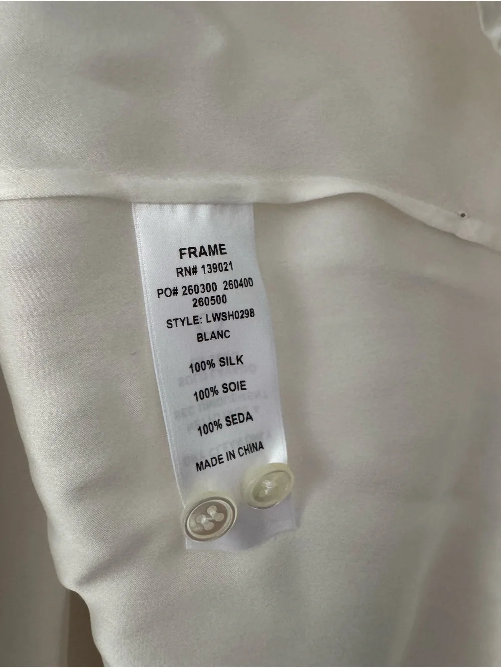 Frame Denim Ivory Pleated Band-Collar Button-Down Chloe Silk Blouse/ S/ NWT - Picture 9 of 14